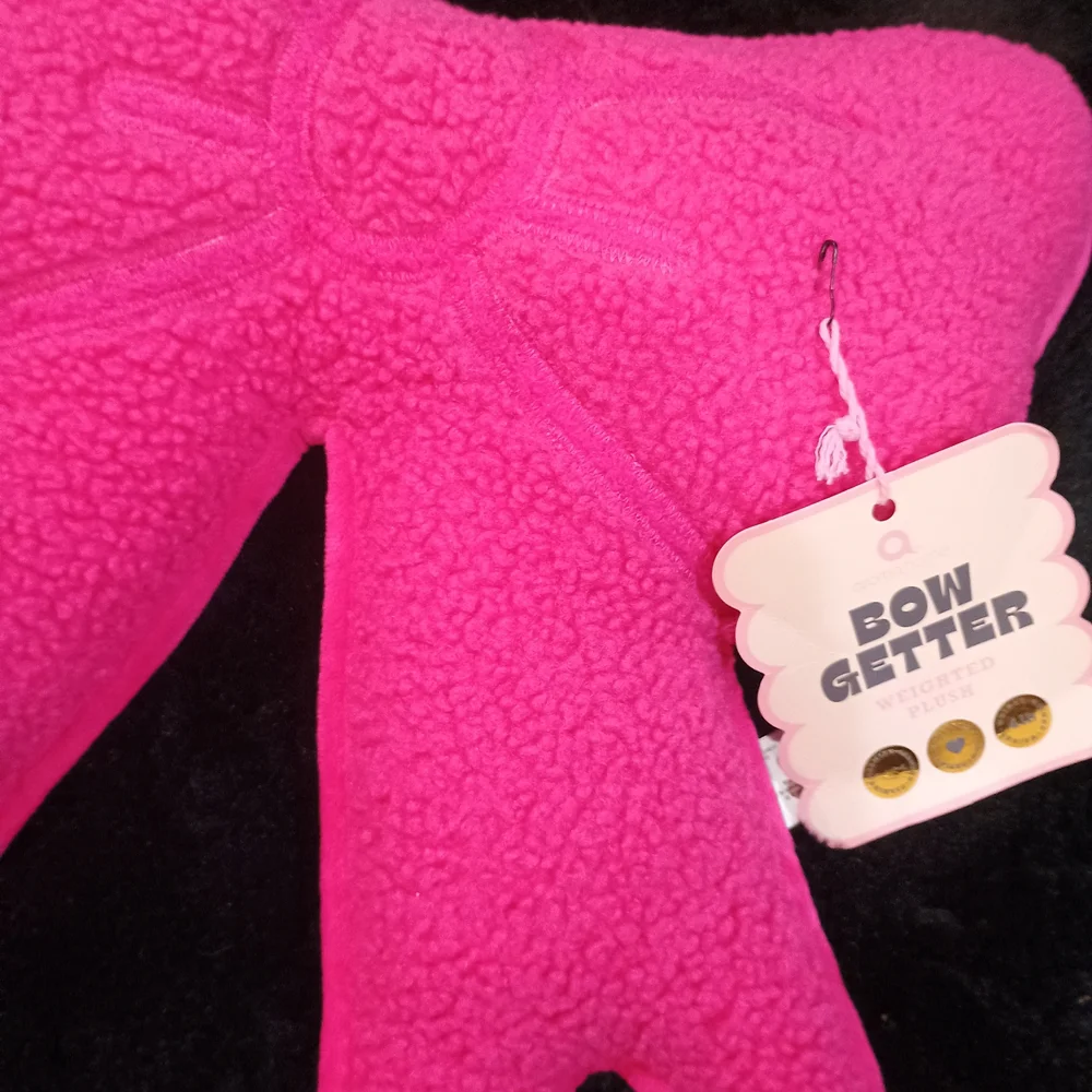 New Bow Getter Hot Pink Weighted Sherpa Bow Decorative Pillow Size 15x14